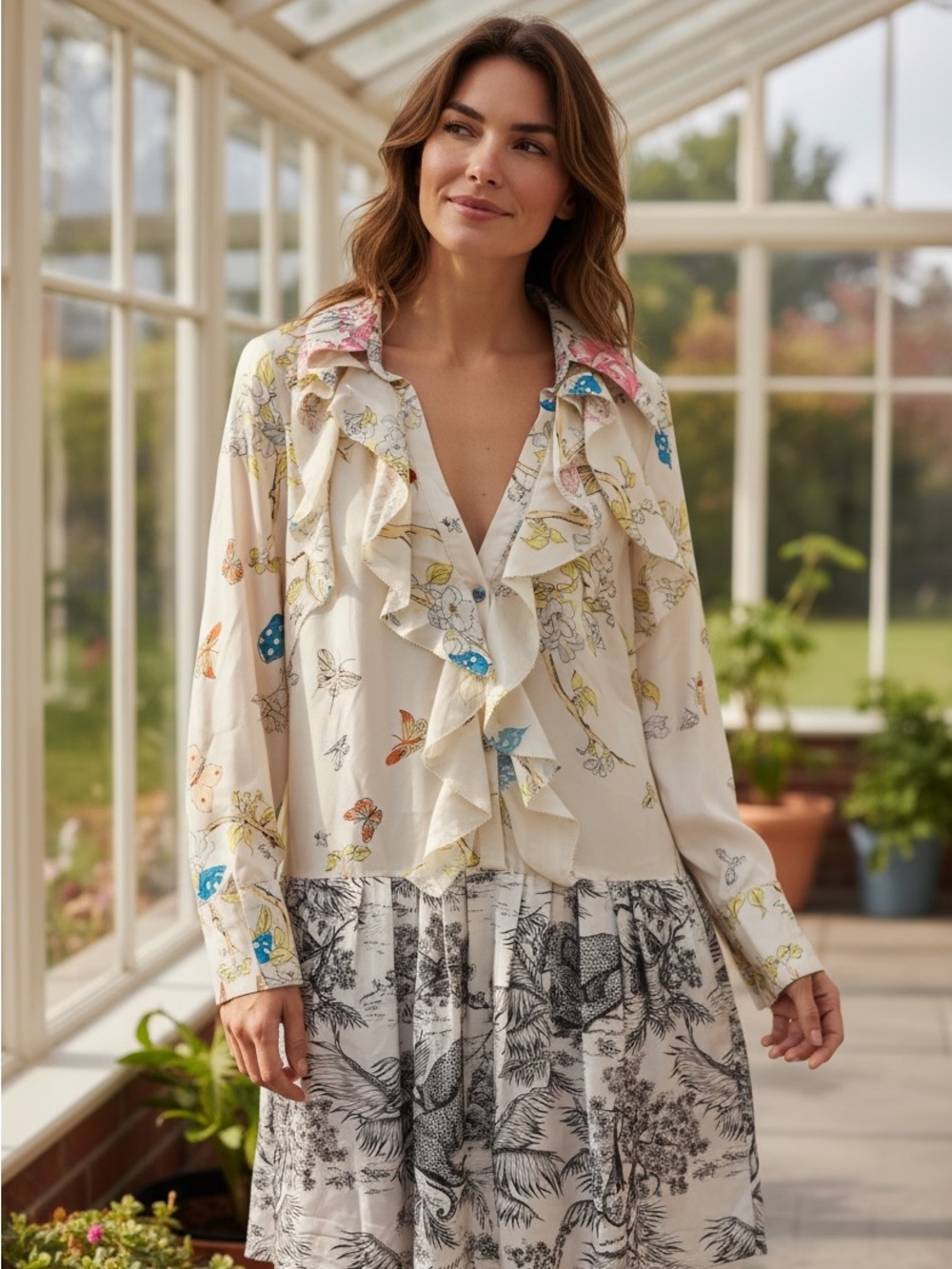 Rare Zadig & Voltaire 100% silk Dress- Paris Floral Safari Print-Size L